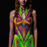 Fraktal-palooza Mesh Keyhole Dress