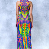 Fraktal-palooza Mesh Keyhole Dress