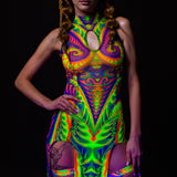 Fraktal-palooza Mesh Keyhole Dress