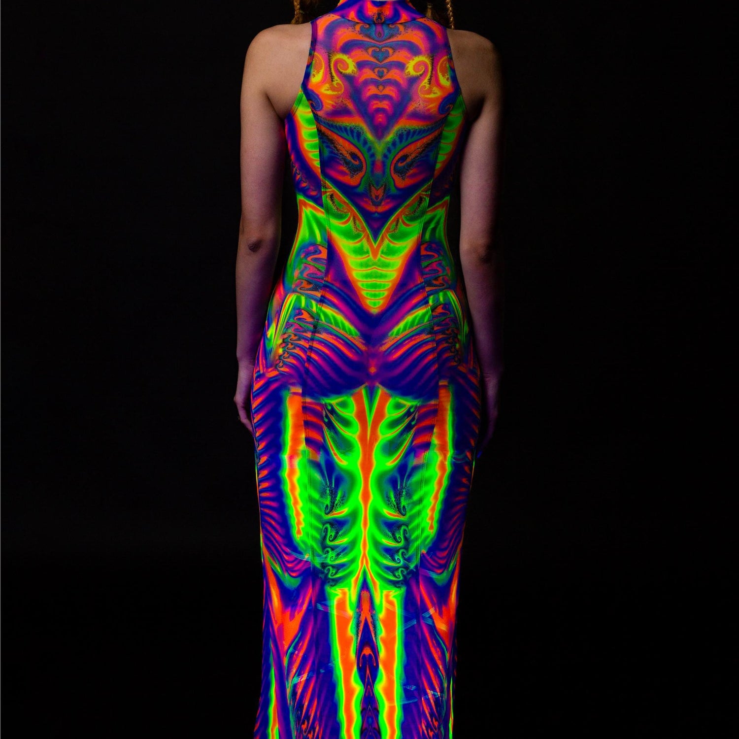 Fraktal-palooza Mesh Keyhole Dress Lycra, Mesh