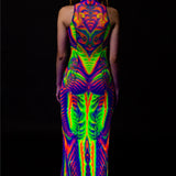 Fraktal-palooza Mesh Keyhole Dress