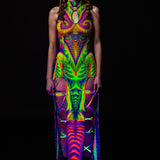 Fraktal-palooza Mesh Keyhole Dress