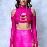 Luxe Pink Side Cut Skirt Set
