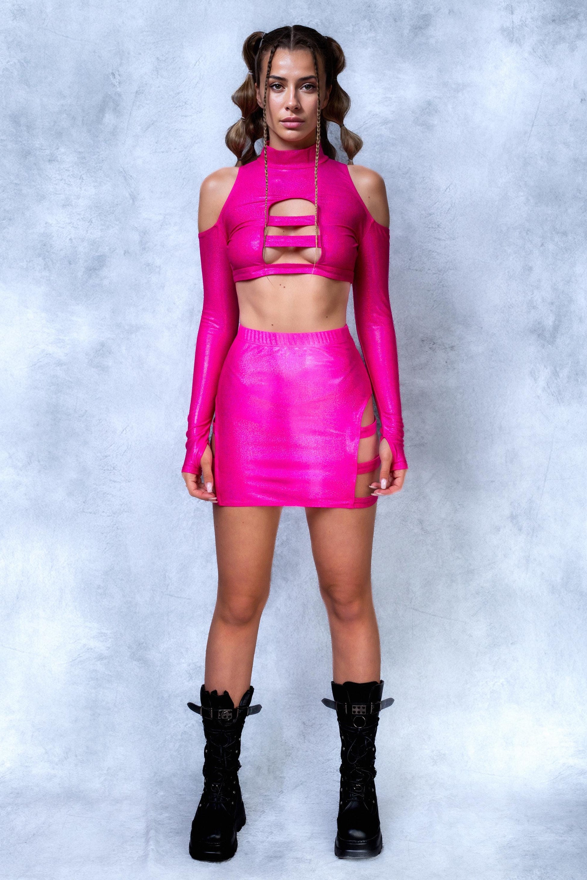 Luxe Pink Cold Shoulder Top 2