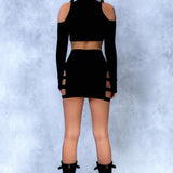 Just Black Side Cut Skirt Set