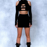 Just Black Side Cut Skirt Set