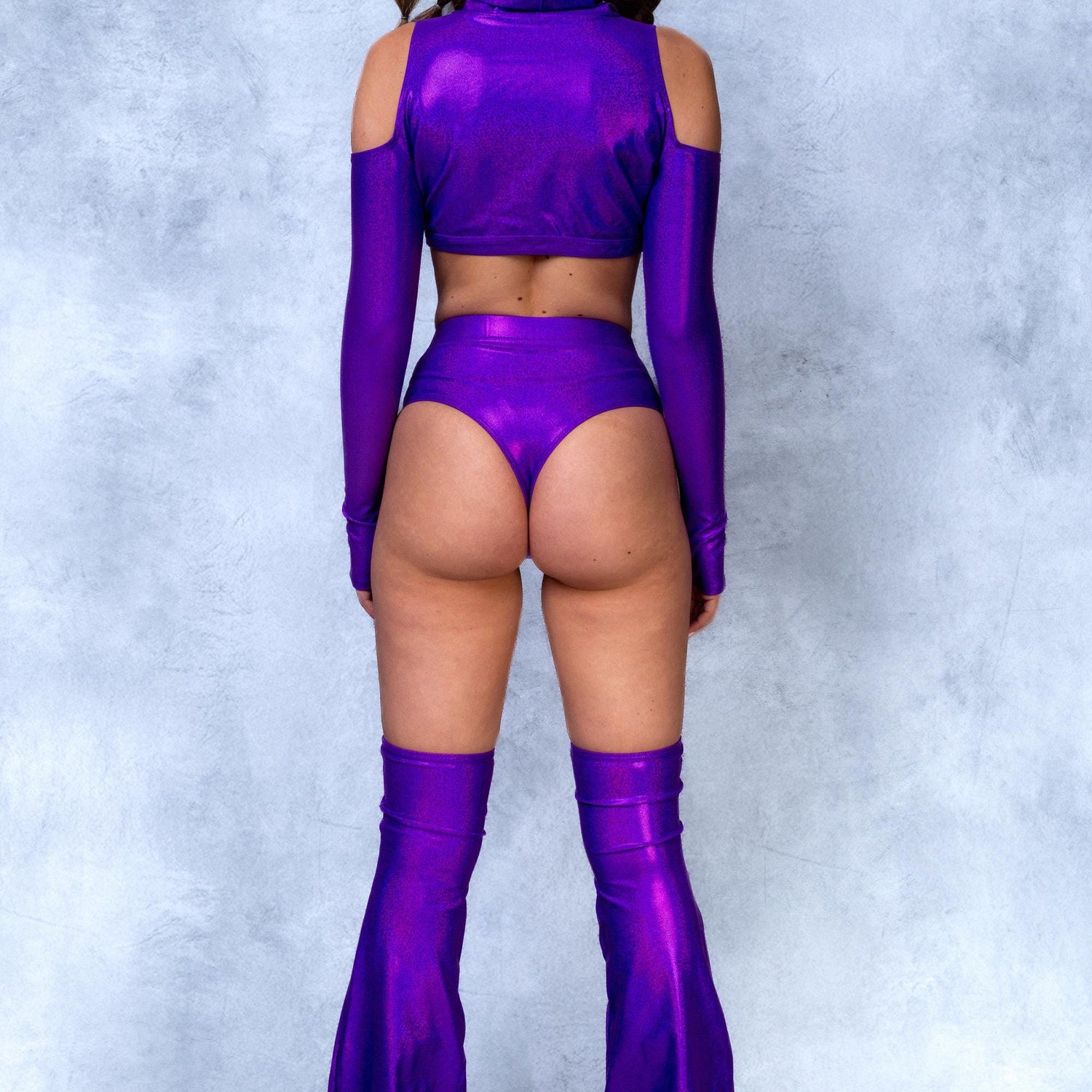 Luxe Violet Cold Shoulder Set Sparkly