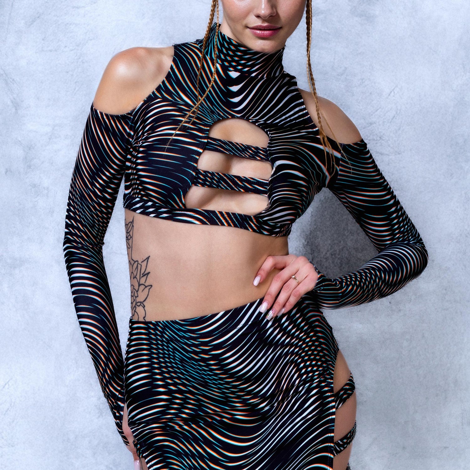 Reflektor Cold Shoulder Top Lycra, UV Reactive