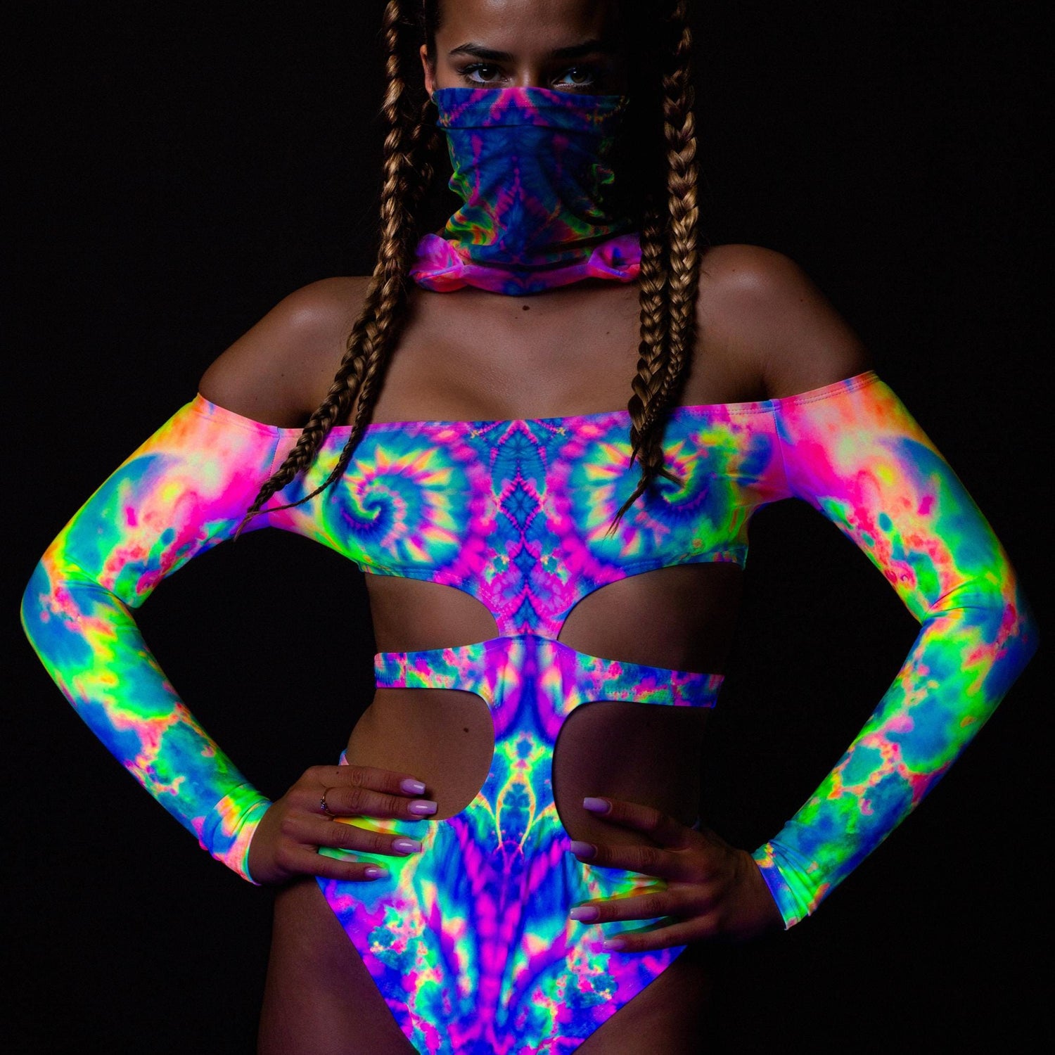 Fairy Floss Rave Hood Pink, Purple