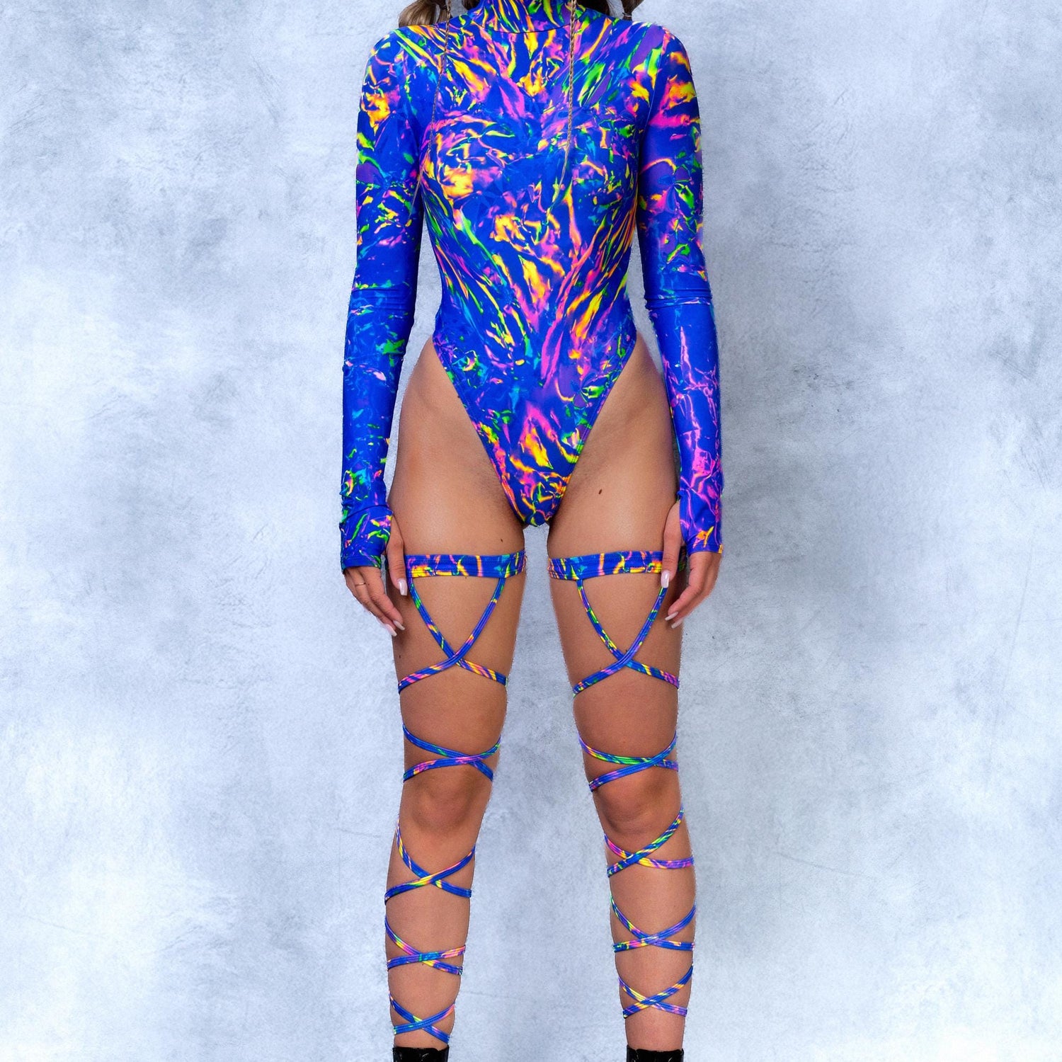 Dreamsicle Leg Wraps Lycra, UV Reactive