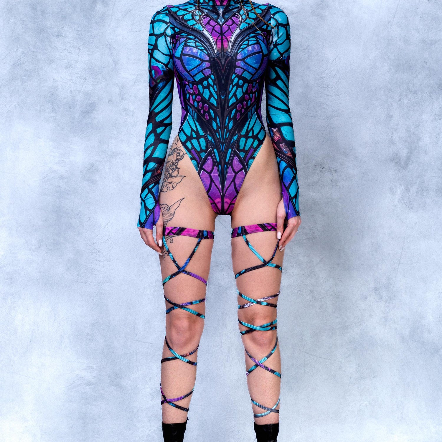 Daymare Back Zip Leotard Lycra, UV Reactive