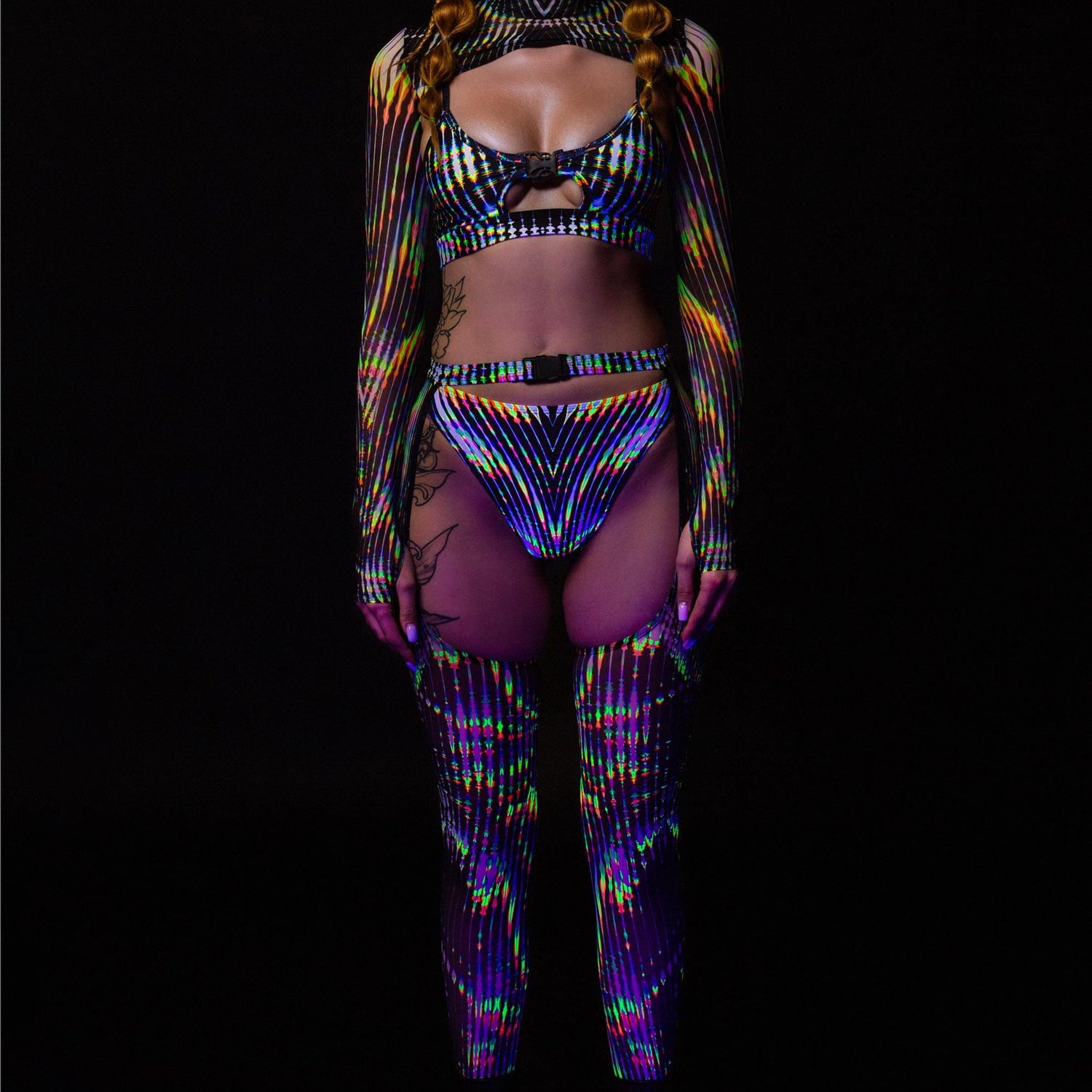 Trance Fusion Buckle Mesh Chaps Set Festival