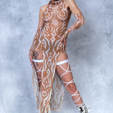 Oculus Mesh Rave Hood Dress Set