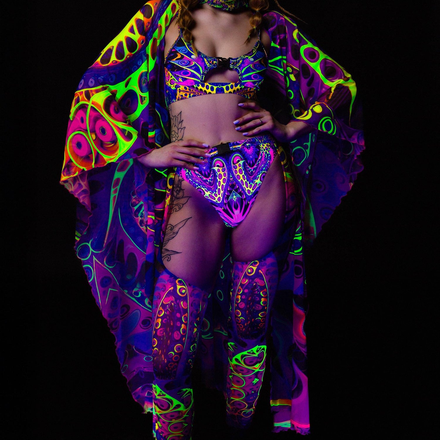 Eyeball it Buckle Mesh Chaps Purple