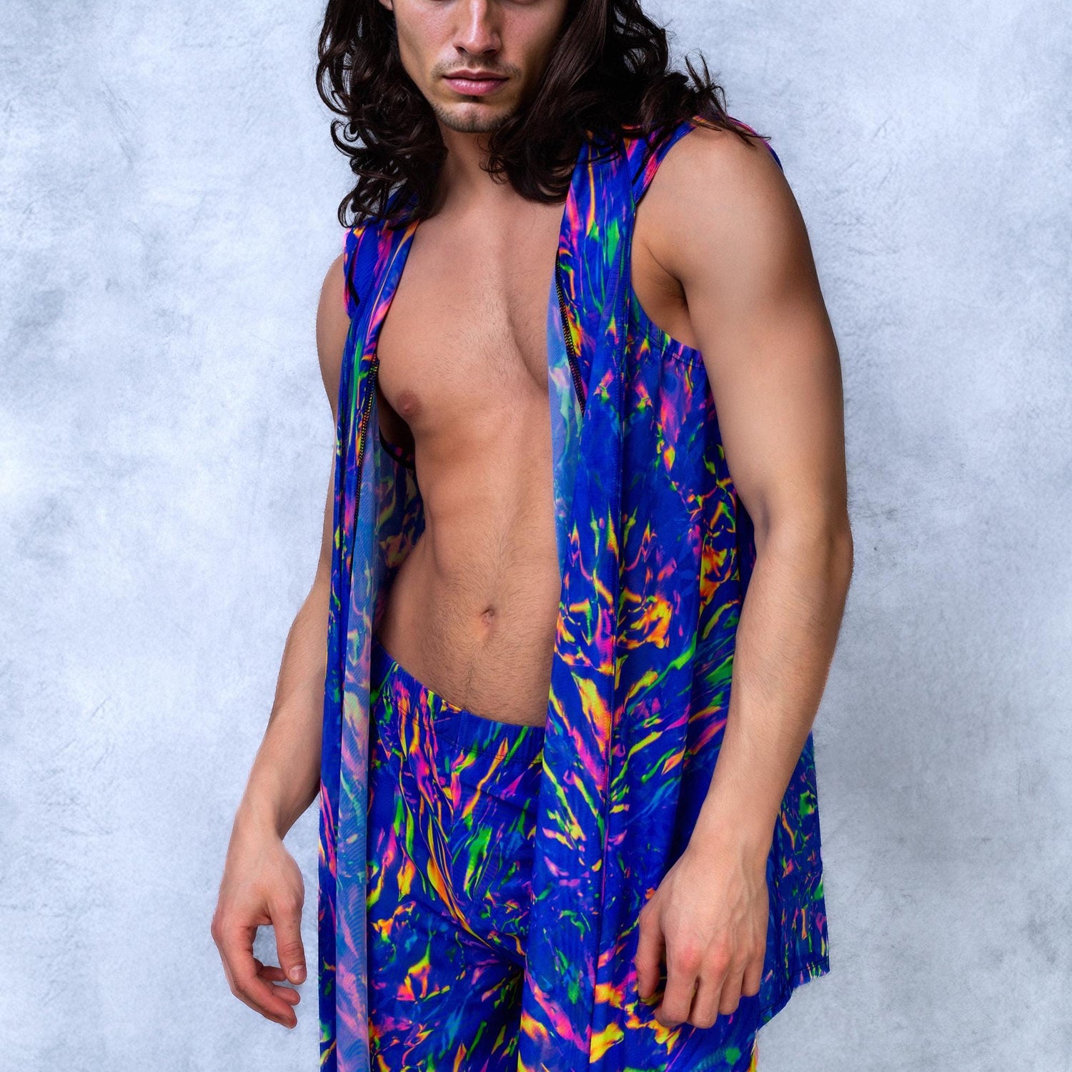 Dreamsicle Mesh Male Split Pants Mesh, UV Reactive