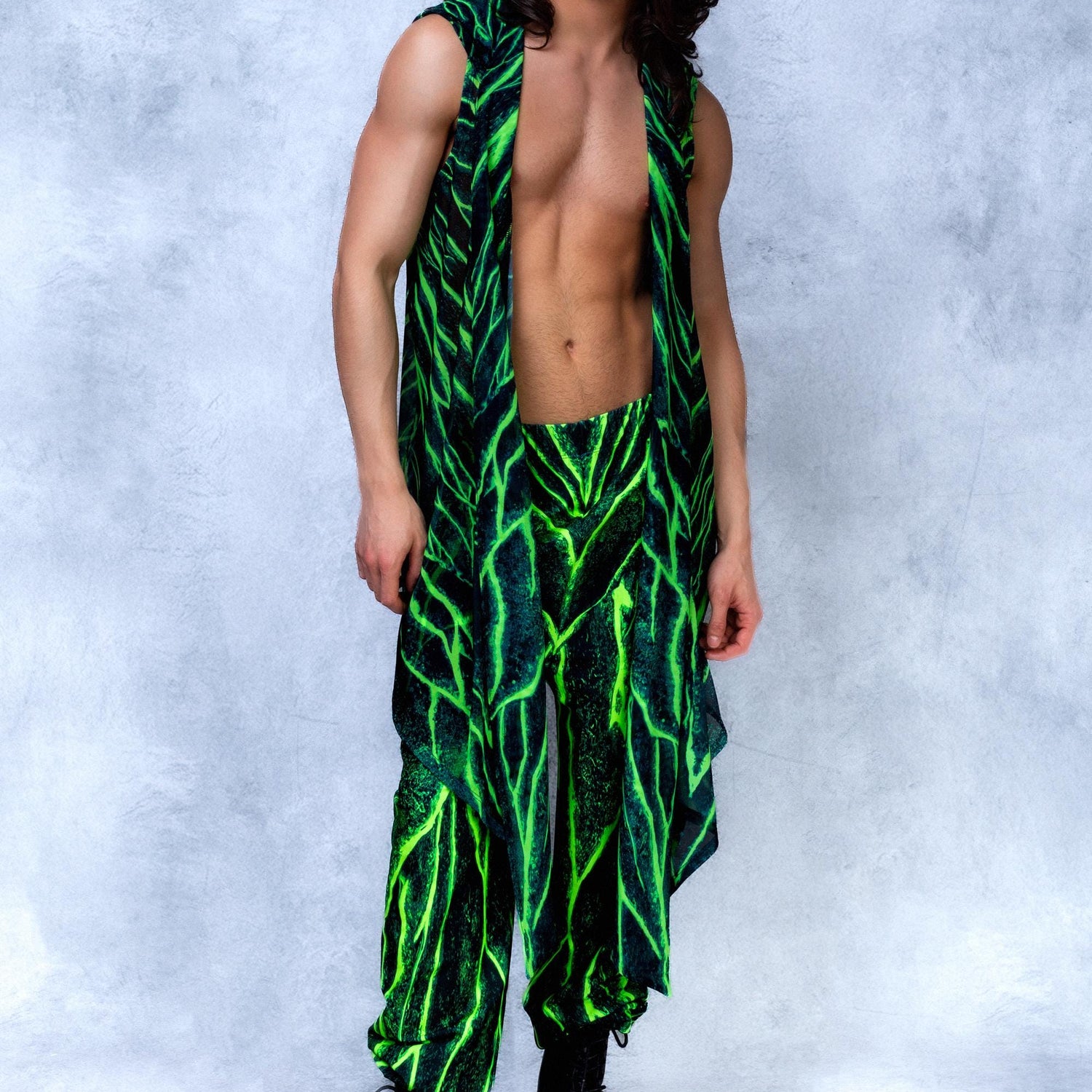 Acid Burst Male Wide Pants Green