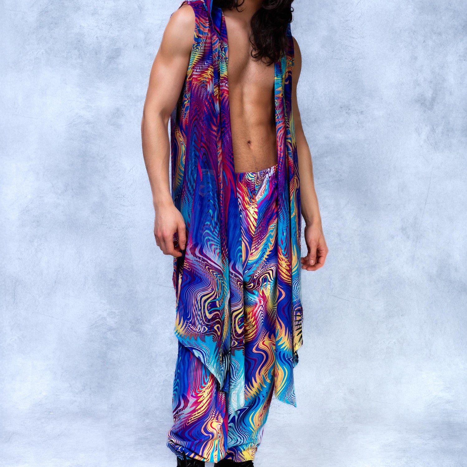 Prismoid Mesh Male Vest Set Purple