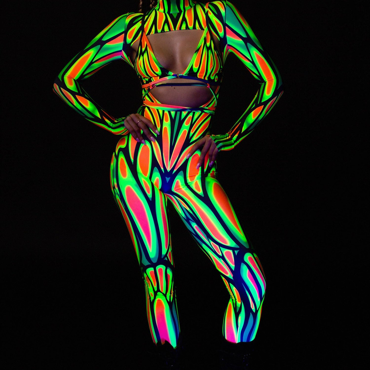 Fiery Flutter Open-Heart Costume UV Reactive