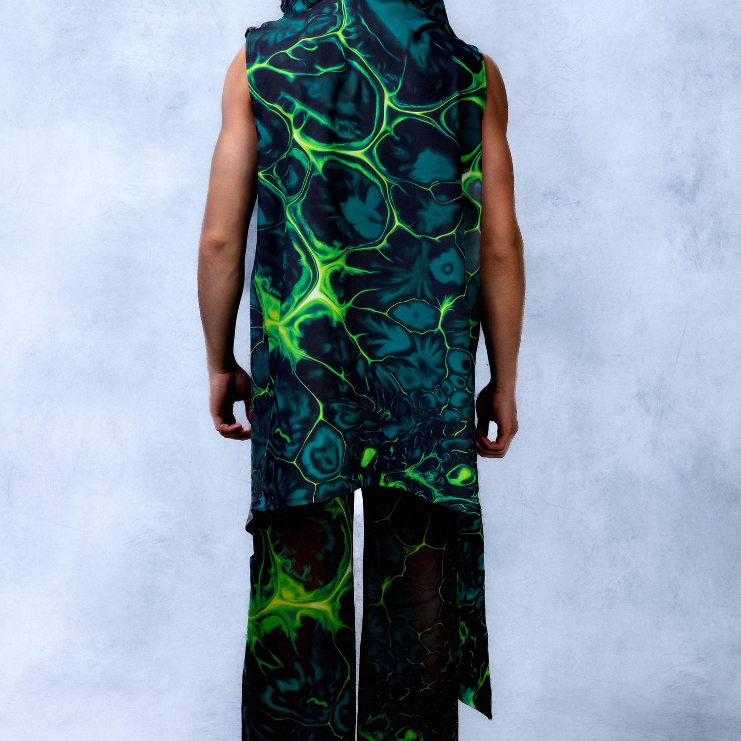 Men Green Flag Male Vest Split Set