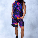 Molten-Toned Male Rave Shorts