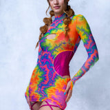 Creeping Color Blink V-neck Bodysuit