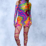 Creeping Color Blink V-neck Bodysuit