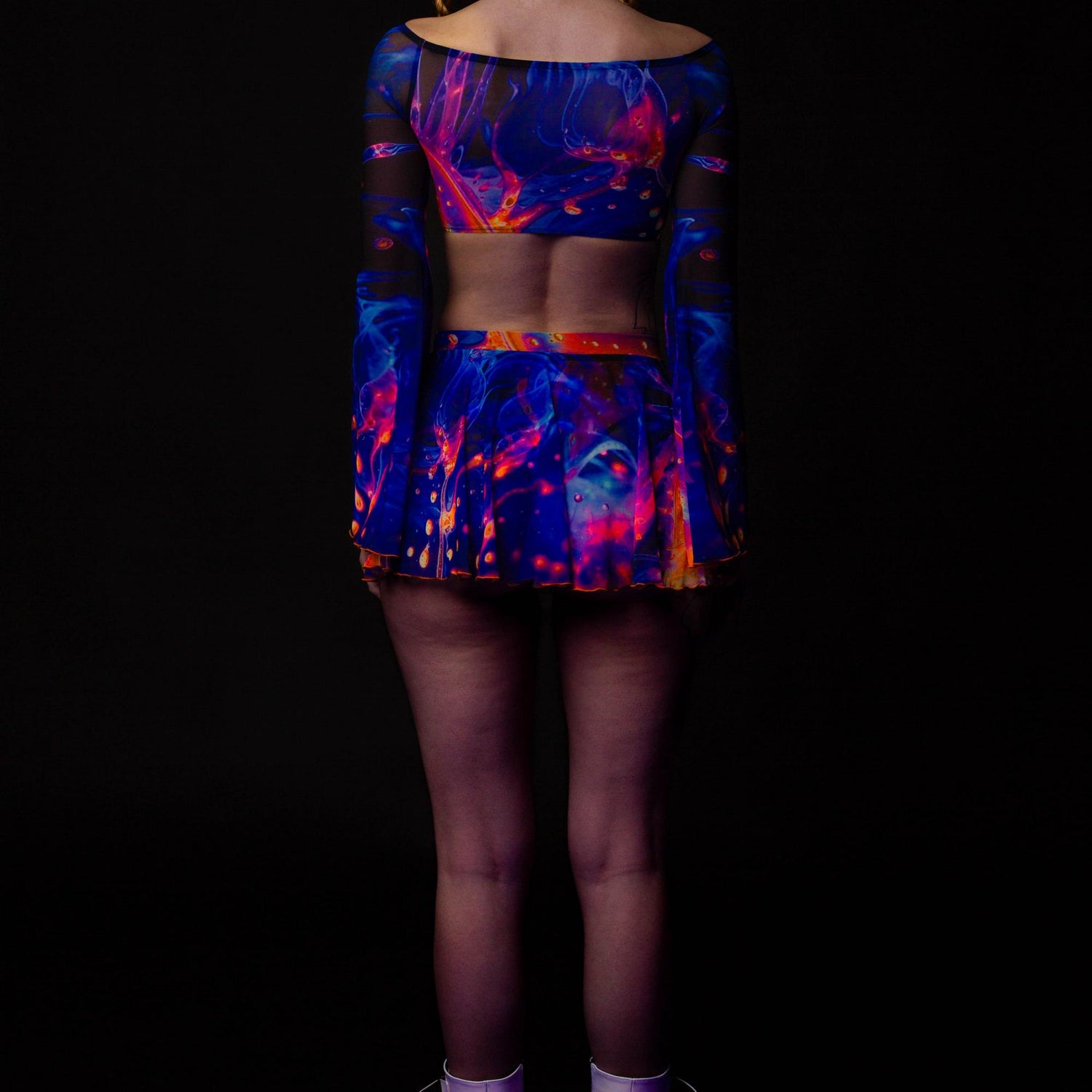 Aquatic Dance Mini Cloche Skirt Set Mesh, UV Reactive