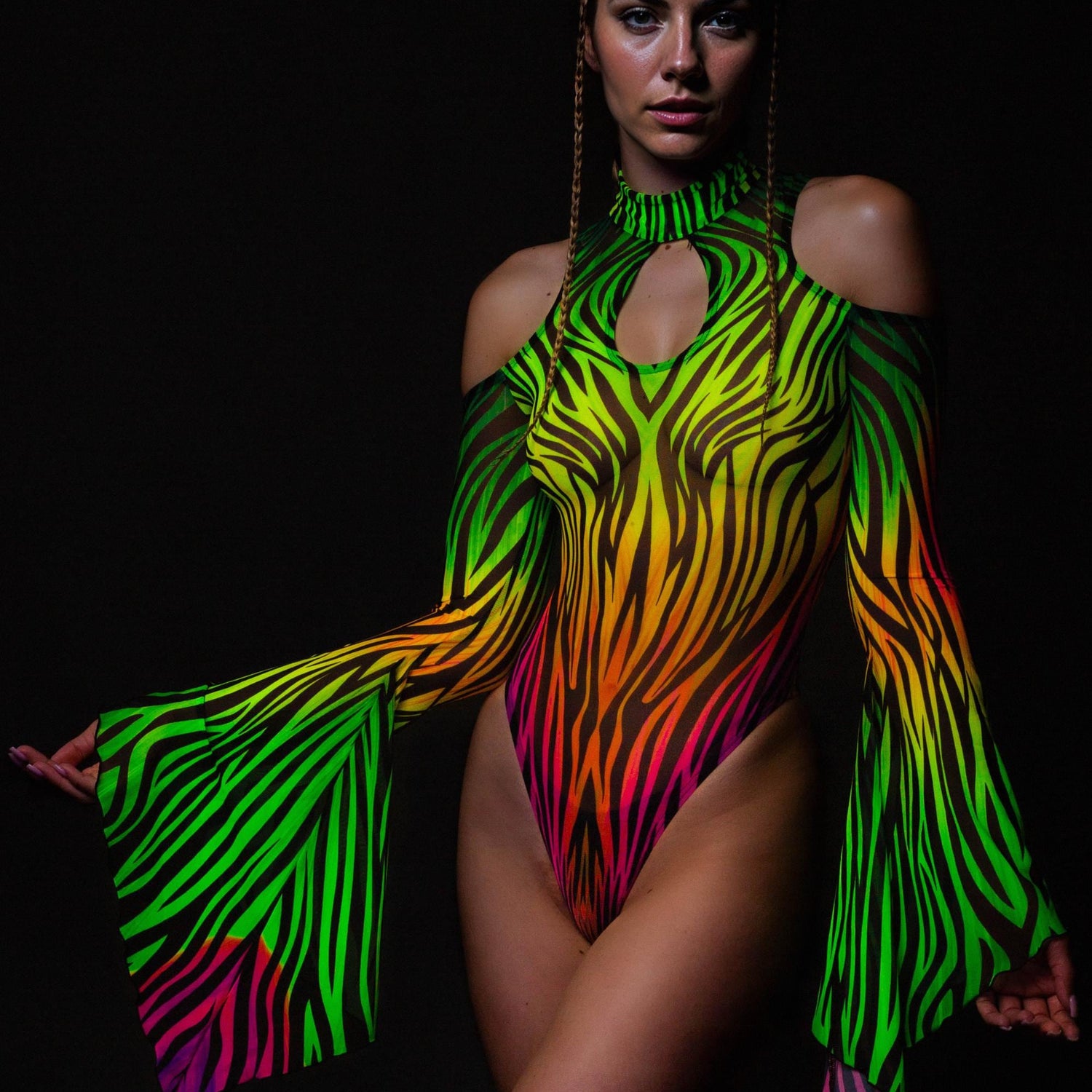 Lynx Mesh Teardrop Leotard Green