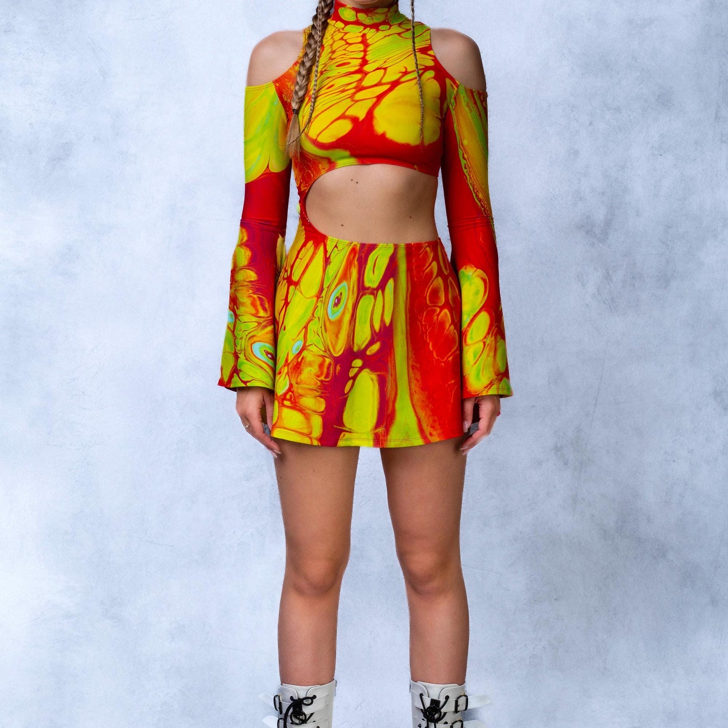 Women Flow Motion Bell Sleeve Dress