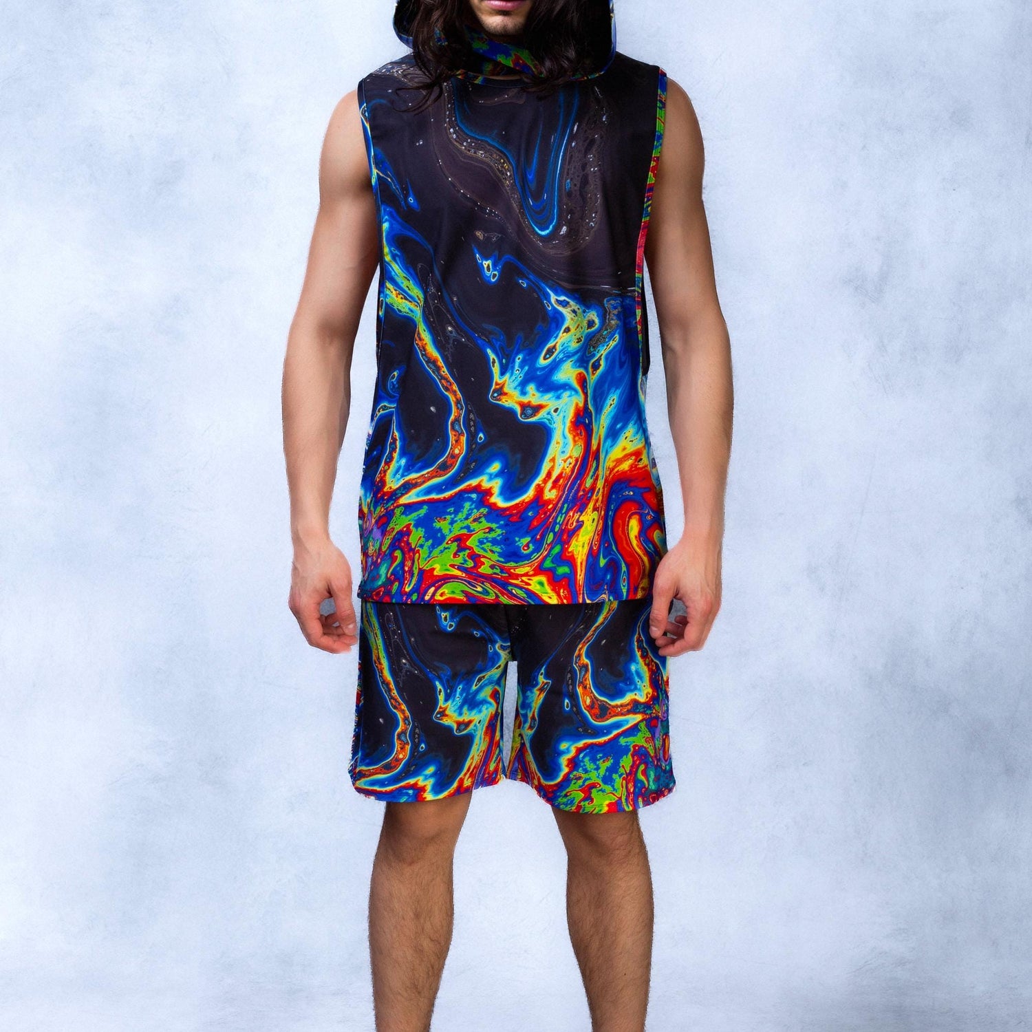 Liquiform Muscle Shorts Hooded Set Festival
