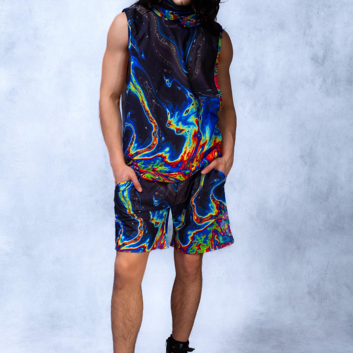 Liquiform Male Rave Shorts Blue