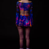 Aquatic Dance Mesh Off Shoulder Top