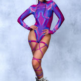 Fallen Matrix Back Zip Leotard