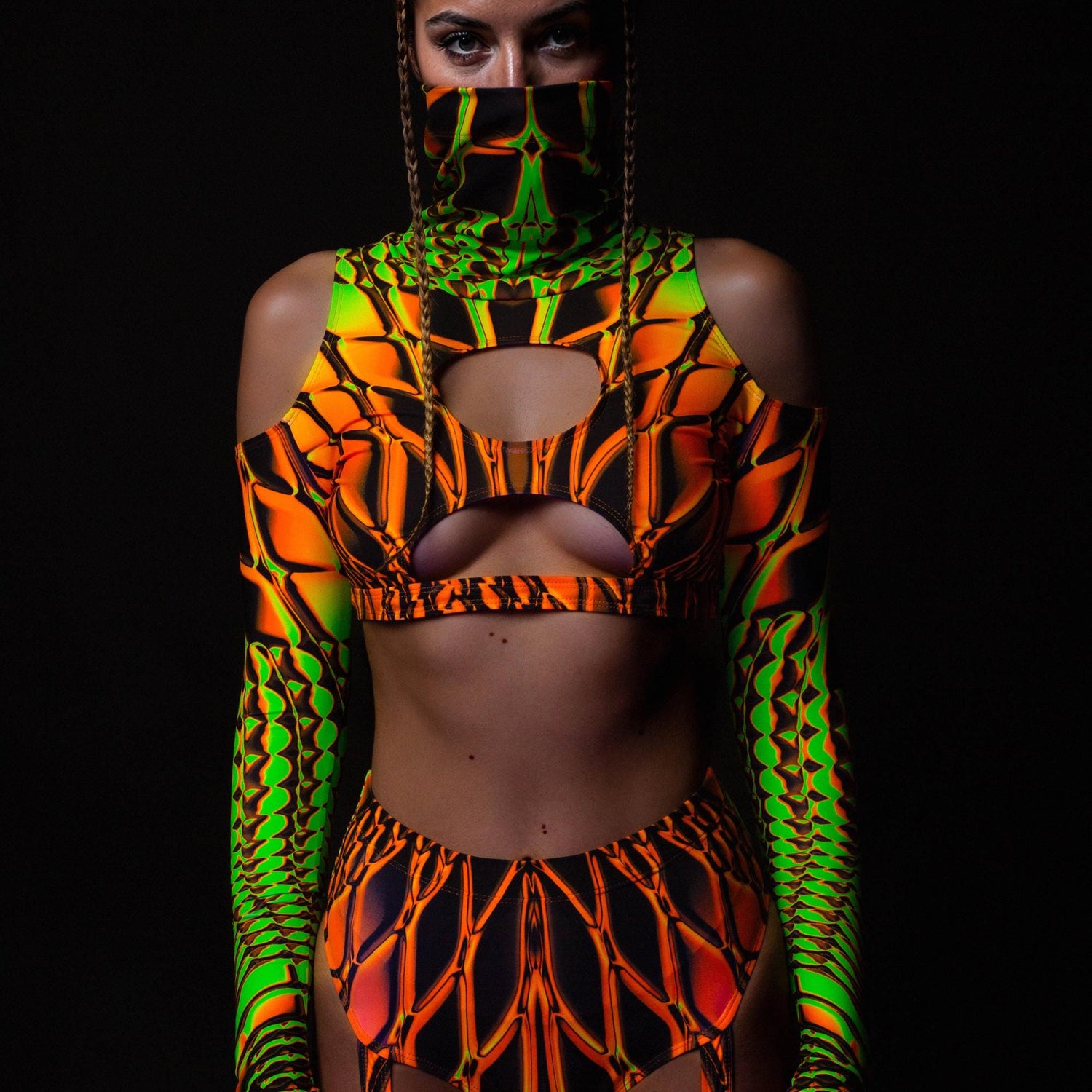 Flameglass Cold Shoulder Set Lycra, UV Reactive