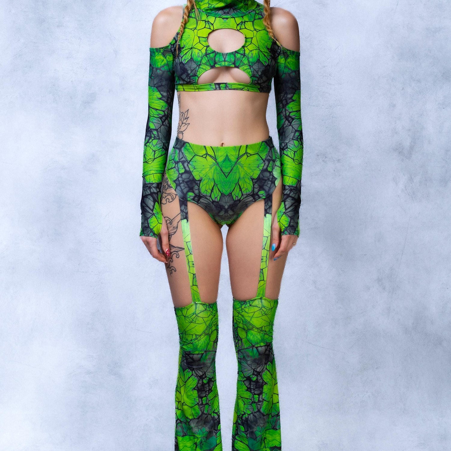 Uranium Wasted Flared Bikini Chaps Green