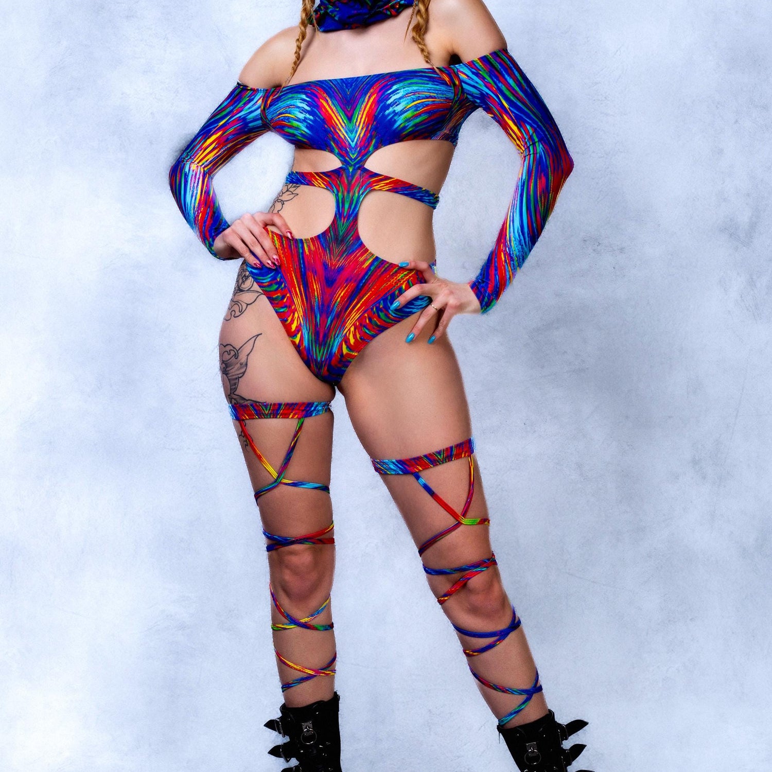 Singularity Cutout Bodysuit Lycra, UV Reactive