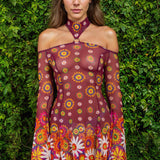 Petals Of Enchantment Mesh Halter Flare Dress