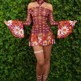 Petals Of Enchantment Mesh Halter Flare Dress