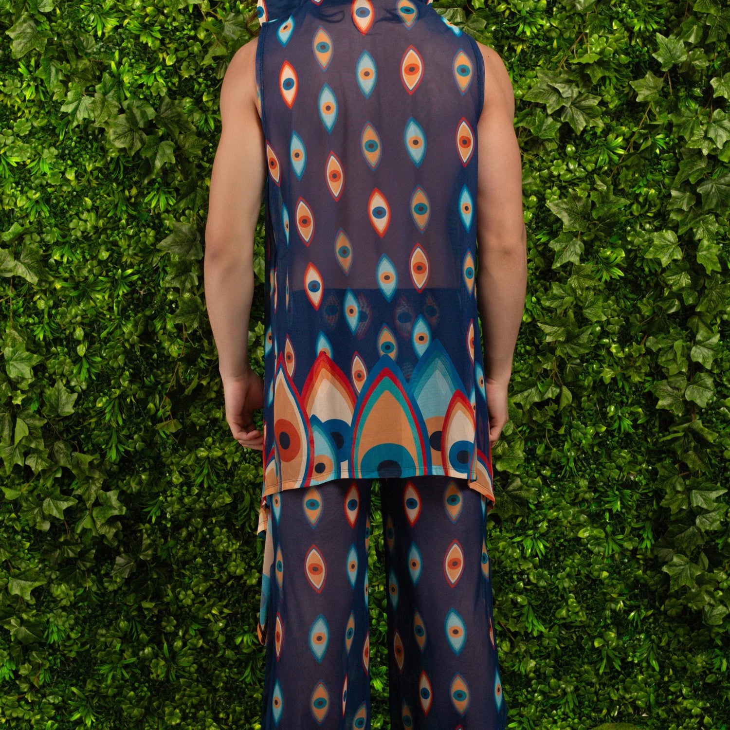 Hypnotic Resonance Mesh Male Hooded Vest Festival