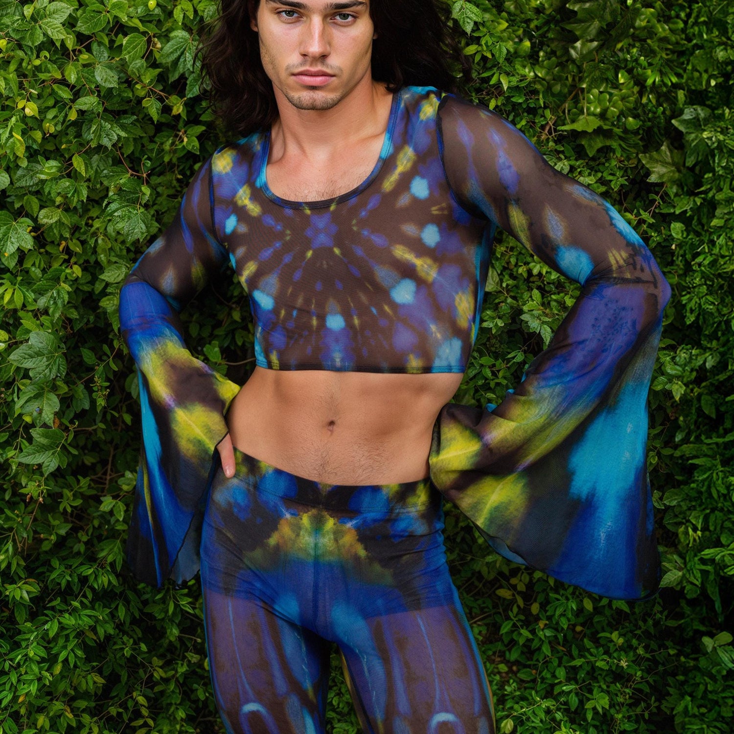 Rain Mesh Male Bell Sleeve Top