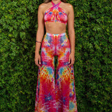 Tie Dye Pink Halter Loose Set