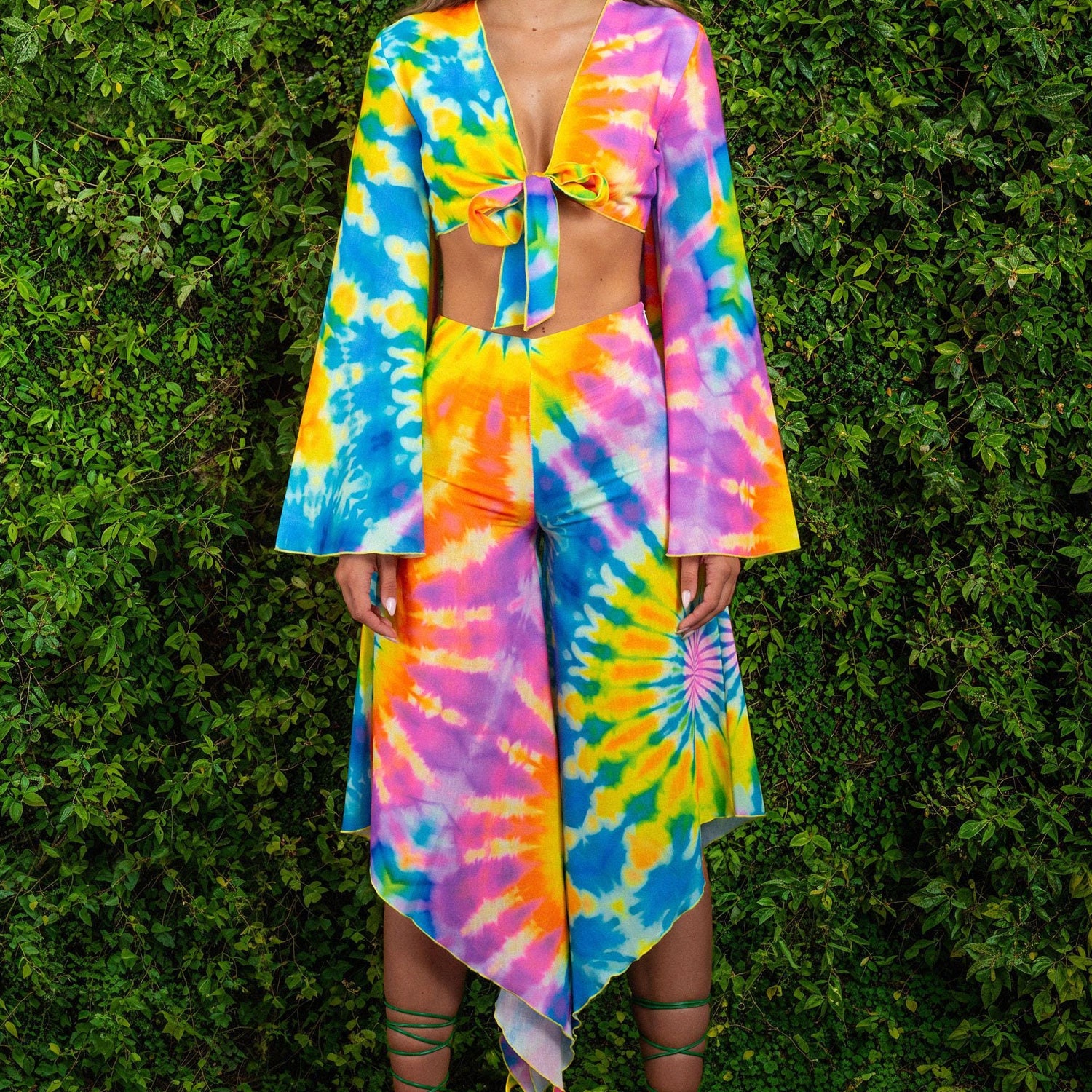 Splash of Love Loose Slit Pants Rainbow