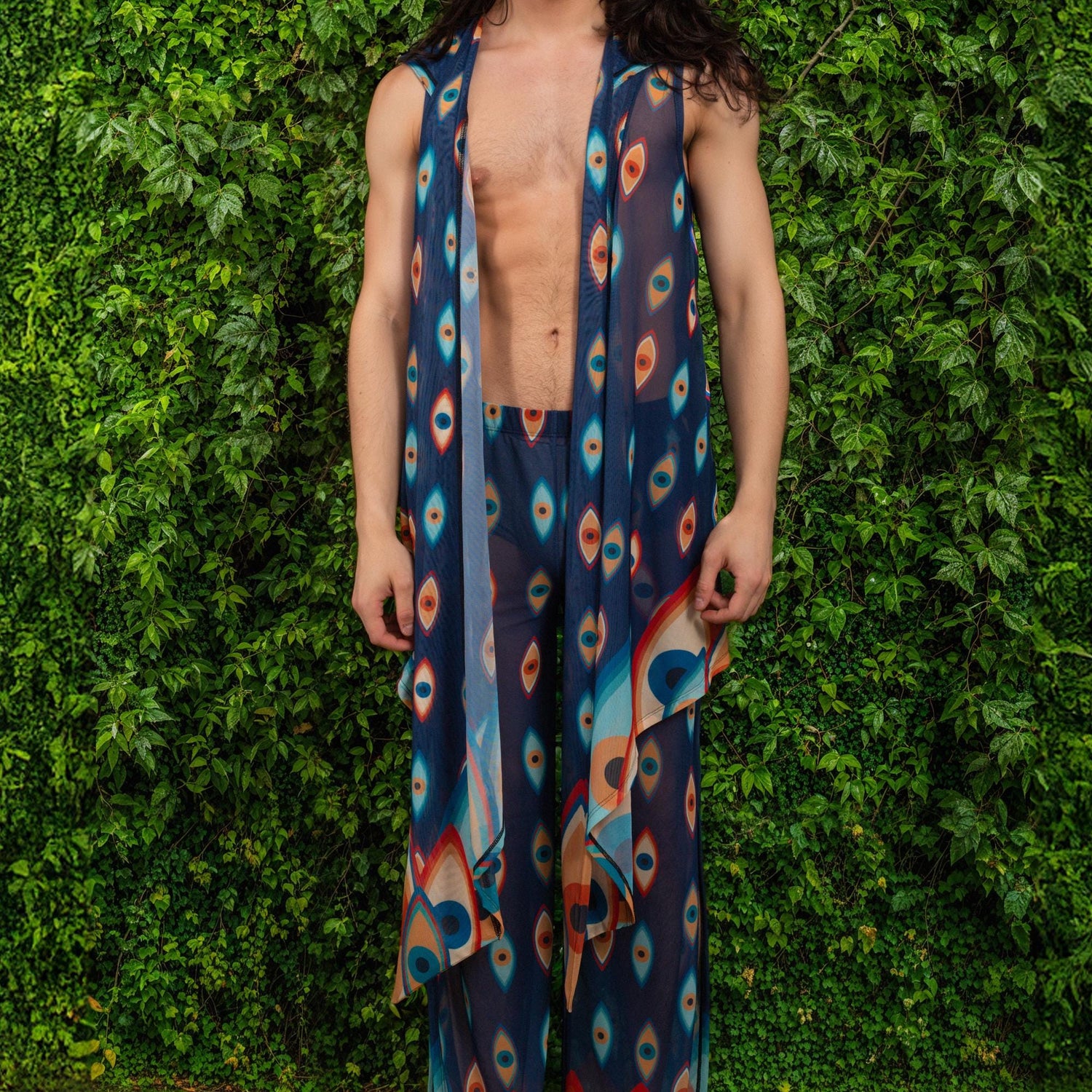 Hypnotic Resonance Mesh Male Vest Set Blue