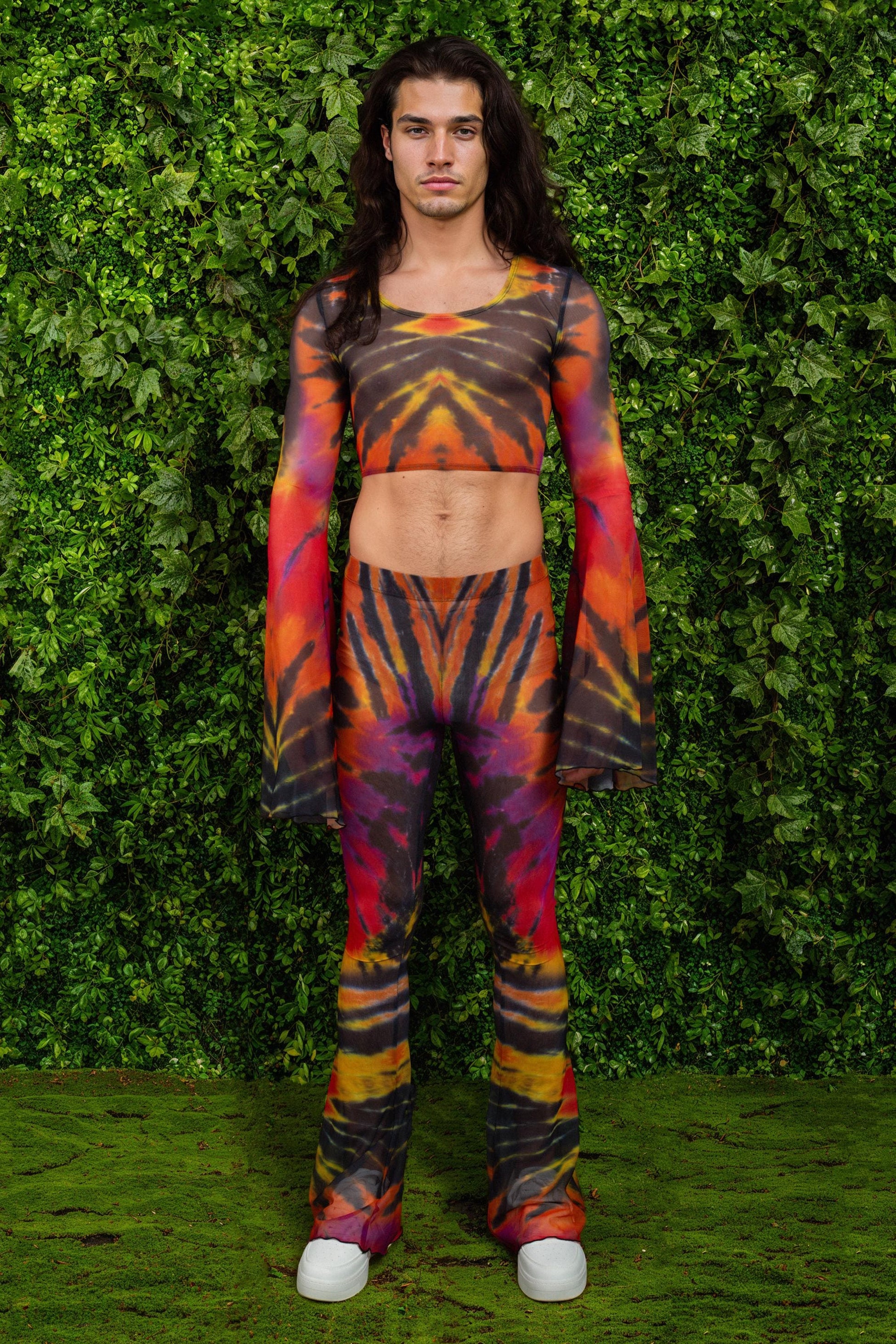 Sunset Groove Mesh Male Bell Sleeve Top 2