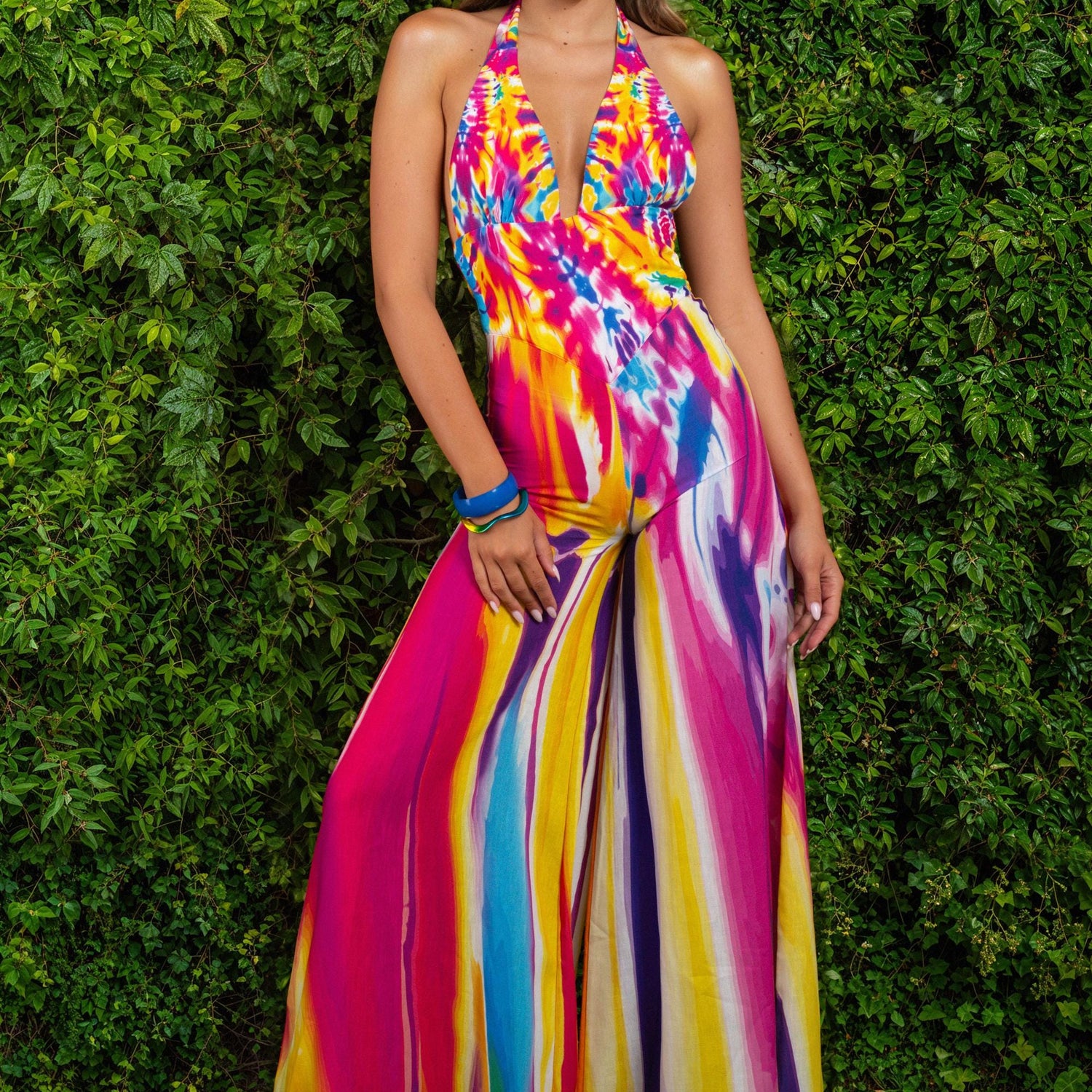 Peyote Party Halter Romper Rainbow