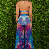 Tie Dye Blue Mesh Halter Top