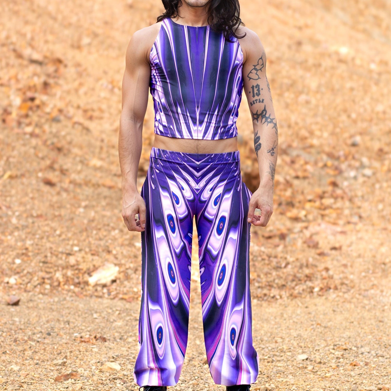 Zapped Male Halter Cuff Set Purple