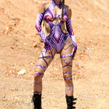 Psyverse Cutout Chain Bodysuit Set