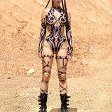 Oculus Dark Cutout Chain Bodysuit Set