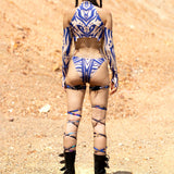 Oculus Navy Cutout Chain Bodysuit Set